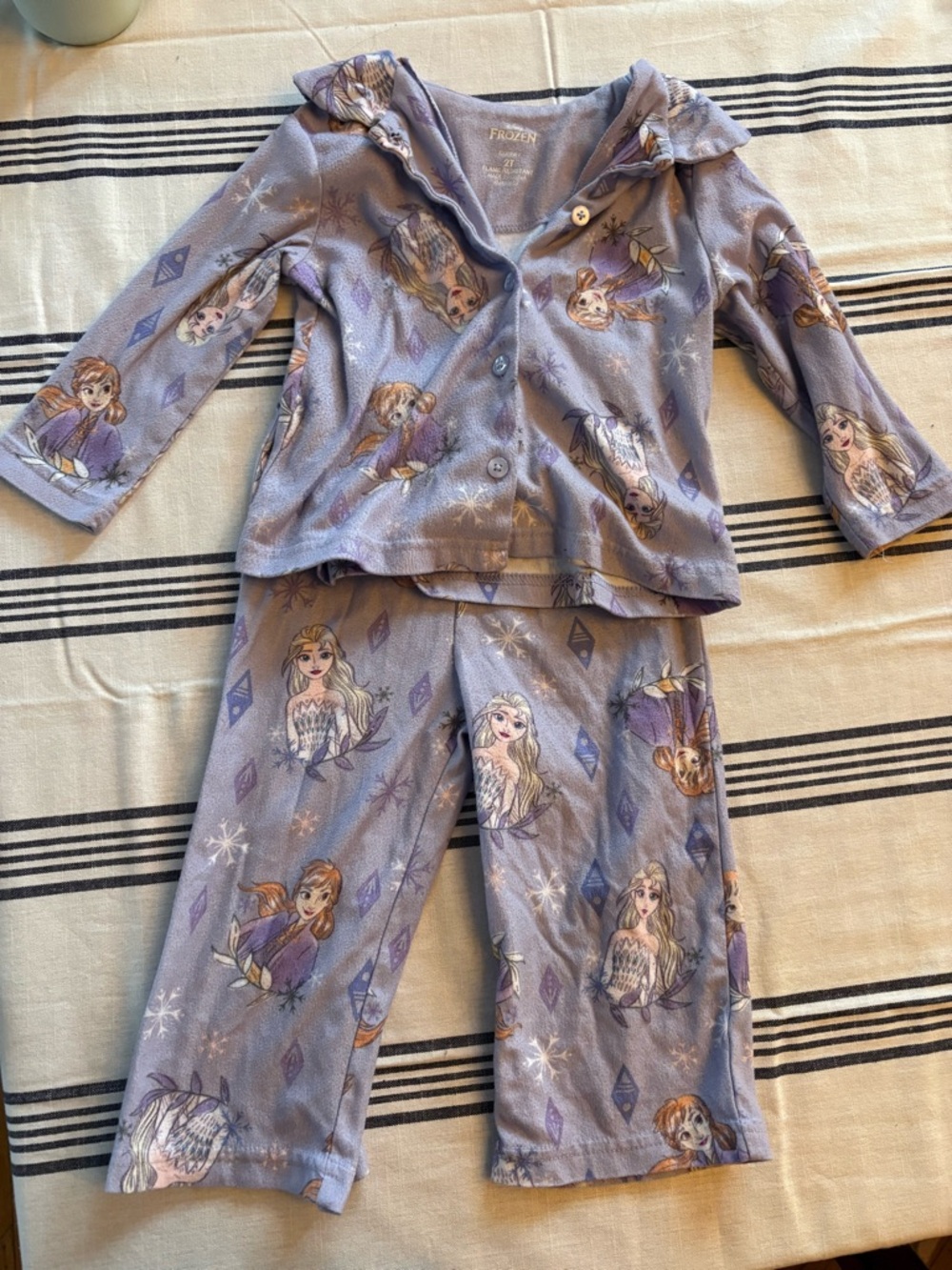 Disney Lavender Frozen II Girls Pajama Set with Anna & Elsa Prints